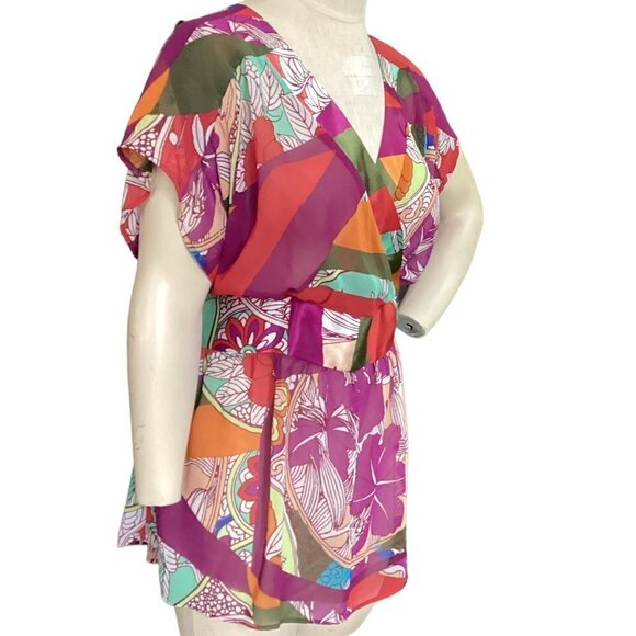 Lane Bryant Short Sleeve Tie Waist Surplice Tunic/Dress Sz 14/16 #182J - Picture 3 of 8